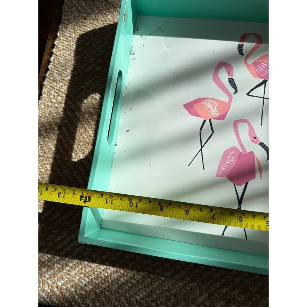 At home flamingo blue tray platter